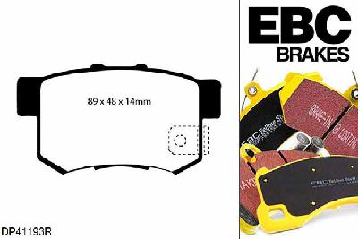 DP41193R, Honda Civic Aerodeck, 1.5 (MB9) Civic Aerodeck, EBC Yellowstuff remblokken set achteras Voor modellen met Akebono remklauwen aan de achteras, Voor modellen met remschijf diameter van 260mm aan de achteras
