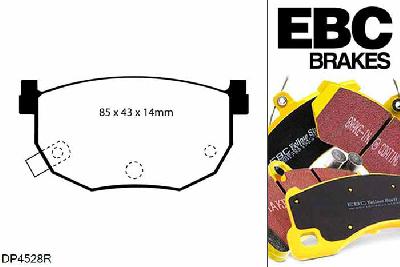 DP4528R, Hyundai Coupe, 2.0 Coupe, EBC Yellowstuff remblokken set achteras Voor modellen met Sumitomo remklauwen aan de achteras, Voor modellen met remschijf diameter van 258mm aan de achteras