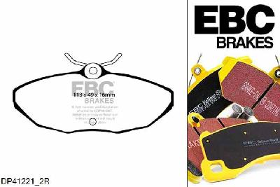 DP41221/2R, Jaguar S-Type, 4.2 (Sport Suspension) 294 PK S-Type, EBC Yellowstuff remblokken set achteras Voor modellen met Girling/TRW remklauwen aan de achteras, Voor modellen met remschijf diameter van 288mm aan de achteras