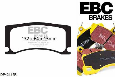 DP42112R, Jaguar XK, 5.0 385 PK XK, EBC Yellowstuff remblokken set achteras Voor modellen met Alcon remklauwen aan de achteras, Voor modellen met remschijf diameter van 350mm aan de achteras