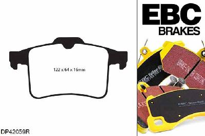 DP42059R, Jaguar XKR, 5.0 Supercharged 510 PK XKR, EBC Yellowstuff remblokken set achteras Voor modellen met ATE remklauwen aan de achteras, Voor modellen met remschijf diameter van 376mm aan de achteras
