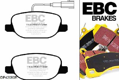DP42080R, Lancia Delta, 1.8 Turbo Delta, EBC Yellowstuff remblokken set achteras, Voor modellen met remschijf diameter van 251mm aan de achteras