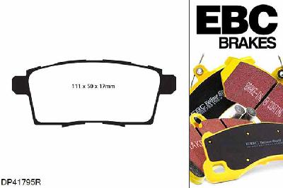DP41795R, Mazda CX-7, 2.3 Turbo CX-7, EBC Yellowstuff remblokken set achteras, Voor modellen met remschijf diameter van 302mm aan de achteras