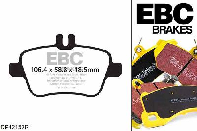 DP42157R, Mercedes CLA-Class Shooting Brake (X117), CLA220D (2.1 TD) 177 PK CLA-Class Shooting Brake (X117), EBC Yellowstuff remblokken set achteras, Voor modellen met remschijf diameter van 295mm aan de achteras
