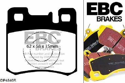 DP4846R, Mercedes E-Class (W124), E300 Turbo D Estate E-Class (W124), EBC Yellowstuff remblokken set achteras Voor modellen met ATE remklauwen aan de achteras, Voor modellen met remschijf diameter van 278mm aan de achteras