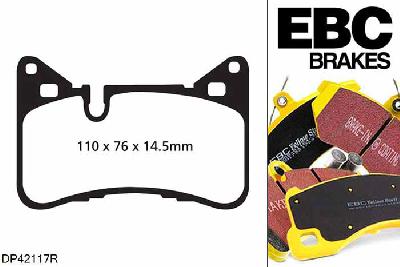 DP42117R, Mercedes E-Class (W212), E63 AMG E-Class (W212), EBC Yellowstuff remblokken set achteras Voor modellen met Brembo remklauwen aan de achteras, Voor modellen met remschijf diameter van 360mm aan de achteras