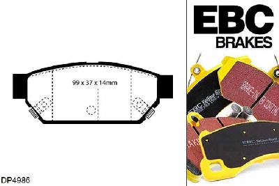 DP4986R, Mitsubishi Lancer Evo 3, 2.0 Turbo Lancer Evo 3, EBC Yellowstuff remblokken set achteras, Voor modellen met remschijf diameter van 260mm aan de achteras