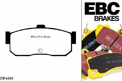 DP4889R, Nissan 100NX, 2.0 100NX, EBC Yellowstuff remblokken set achteras, Voor modellen met remschijf diameter van 258mm aan de achteras