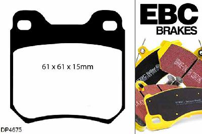 DP4675R, Opel Vectra, 2.5 Vectra, EBC Yellowstuff remblokken set achteras Voor modellen met ATE remklauwen aan de achteras, Voor modellen met remschijf diameter van 286mm aan de achteras