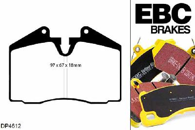 DP4612R, Porsche 911 (964), 3.6 Turbo 911 (964), EBC Yellowstuff remblokken set achteras Voor modellen met Brembo remklauwen aan de achteras, Voor modellen met remschijf diameter van 299mm aan de achteras
