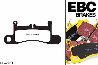 DP42098R, Porsche 911 (991) (Cast Iron Disc Only), 3.4 Carrera 350 PK 911 (991) (Cast Iron Disc Only), EBC Yellowstuff remblokken set achteras Voor modellen met Brembo remklauwen aan de achteras, Voor modellen met remschijf diameter van 330mm aan de achteras