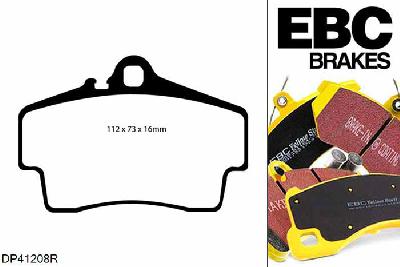 DP41208R, Porsche 911 (997) (Cast Iron Disc Only), 3.6 Carrera 911 (997) (Cast Iron Disc Only), EBC Yellowstuff remblokken set achteras Voor modellen met Brembo remklauwen aan de achteras, Voor modellen met remschijf diameter van 299mm aan de achteras