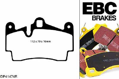 DP41474R, Porsche Cayenne, 4.5 Twin Turbo 450 PK Cayenne, EBC Yellowstuff remblokken set achteras Voor modellen met Brembo remklauwen aan de achteras, Voor modellen met remschijf diameter van 358mm aan de achteras