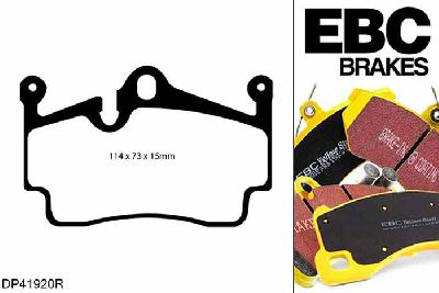 DP41920R, Porsche Cayman (Cast Iron Discs only), 3.4 S 325 PK Cayman (Cast Iron Discs only), EBC Yellowstuff remblokken set achteras Voor modellen met Brembo remklauwen aan de achteras