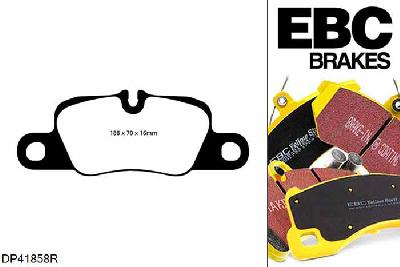 DP41858R, Porsche Panamera (Cast Iron Discs only)(970), 3.6 310 PK Panamera (Cast Iron Discs only)(970), EBC Yellowstuff remblokken set achteras Voor modellen met Brembo remklauwen aan de achteras, Voor modellen met remschijf diameter van 330mm aan de achteras