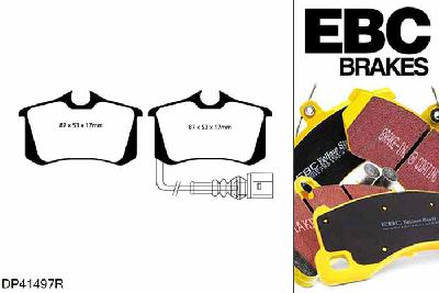 DP41497R, Seat Ibiza (6K), 1.8 Turbo-R Cupra 180 PK Ibiza (6K), EBC Yellowstuff remblokken set achteras Voor modellen met TRW remklauwen aan de achteras, Voor modellen met remschijf diameter van 232mm aan de achteras