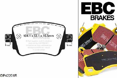 DP42201R, Seat Leon (5F), 2.0 TDI 150 PK Leon (5F), EBC Yellowstuff remblokken set achteras Voor modellen met TRW remklauwen aan de achteras, Voor modellen met remschijf diameter van 272mm aan de achteras