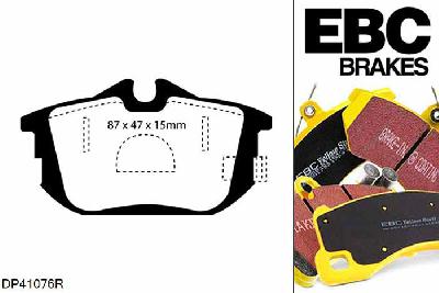 DP41076R, Smart Forfour, 1.5 Forfour, EBC Yellowstuff remblokken set achteras Voor modellen met Girling/TRW remklauwen aan de achteras, Voor modellen met remschijf diameter van 250mm aan de achteras