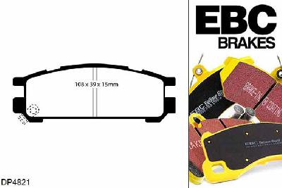 DP4821R, Subaru Impreza, 1.6 Impreza, EBC Yellowstuff remblokken set achteras, Voor modellen met remschijf diameter van 266mm aan de achteras