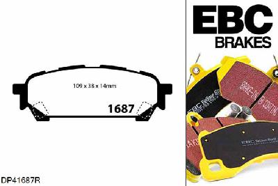 DP41687R, Subaru Impreza, 2.0 R Impreza, EBC Yellowstuff remblokken set achteras, Voor modellen met remschijf diameter van 266mm aan de achteras