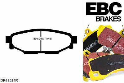 DP41584R, Subaru Impreza, 2.5 Turbo WRX Impreza, EBC Yellowstuff remblokken set achteras Voor modellen met Akebono remklauwen aan de achteras, Voor modellen met remschijf diameter van 286mm aan de achteras