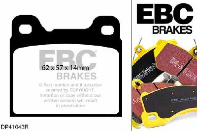 DP41043R, Volvo 850, 2.5 TD 850, EBC Yellowstuff remblokken set achteras Voor modellen met ATE remklauwen aan de achteras, Voor modellen met remschijf diameter van 295mm aan de achteras