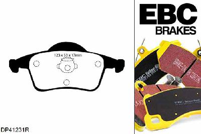 DP41231R, Volvo XC70, 2.4 TD XC70, EBC Yellowstuff remblokken set achteras Voor modellen met ATE remklauwen aan de achteras, Voor modellen met remschijf diameter van 288mm aan de achteras