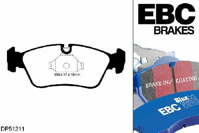 DP51211NDX, BMW Z4, 3.0 (E85) 231 PK 2003-2006, EBC Bluestuff remblokken set vooras, Voor modellen met ATE remklauwen aan de vooras, Voor modellen met een remschijf diameter 300mm