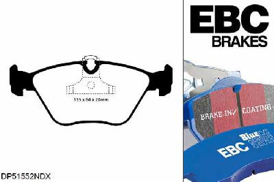DP51552NDX, BMW Z4, 3.0 Si (E85) 265 PK 2006-2009, EBC Bluestuff remblokken set vooras, Voor modellen met ATE remklauwen aan de vooras, Voor modellen met een remschijf diameter 325mm