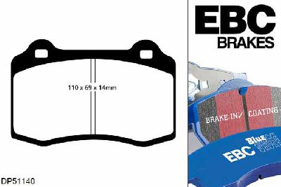 DP51140NDX, Citroen DS3, 1.6 Turbo 207 PK 2010-2015, EBC Bluestuff remblokken set vooras, Voor modellen met Brembo remklauwen aan de vooras, Voor modellen met een remschijf diameter 323mm
