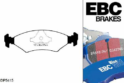 DP5415NDX, Ford Fiesta Mk3, 1.6 XR2i 1989-1992, EBC Bluestuff remblokken set vooras, Voor modellen met ATE remklauwen aan de vooras, Voor modellen met een remschijf diameter 240mm