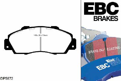 DP5872NDX, Honda Prelude, 2.2 (BB) 1997-2001, EBC Bluestuff remblokken set vooras, Voor modellen met Akebono remklauwen aan de vooras, Voor modellen met een remschijf diameter 282mm