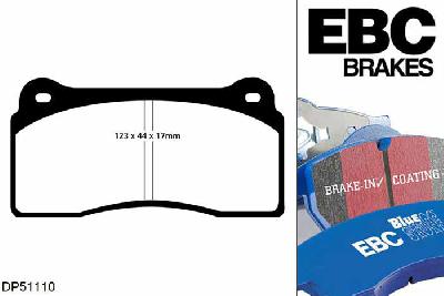 DP51110NDX, Jaguar XK8, 4.2 2002-2006, EBC Bluestuff remblokken set vooras, Voor modellen met Brembo remklauwen aan de vooras, Voor modellen met een remschijf diameter 355mm
