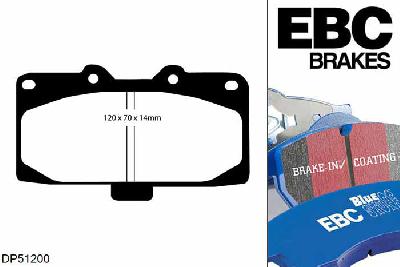 DP51200NDX, Nissan 300ZX, 3.0 (GZ32) (Not UK) 1989-1994, EBC Bluestuff remblokken set vooras, Voor modellen met Sumitomo remklauwen aan de vooras, Voor modellen met een remschijf diameter 280mm