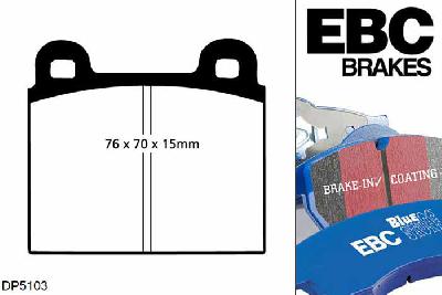 DP5103NDX, Opel Monza, 2.5 1979-1983, EBC Bluestuff remblokken set vooras, Voor modellen met ATE remklauwen aan de vooras, Voor modellen met een remschijf diameter 271mm