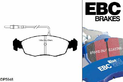 DP5948NDX, Peugeot 306, 1.9 D 1995-2002, EBC Bluestuff remblokken set vooras, Voor modellen met ATE remklauwen aan de vooras, Voor modellen met een remschijf diameter 247mm