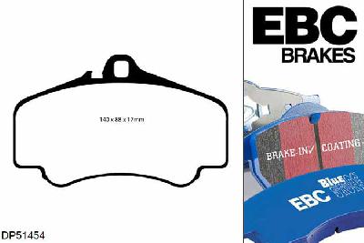 DP51454NDX, Porsche 911 (996) (Cast Iron Disc Only), 3.6 Twin Turbo GT2 2001-2003, EBC Bluestuff remblokken set vooras, Voor modellen met Brembo remklauwen aan de vooras, Voor modellen met een remschijf diameter 330mm