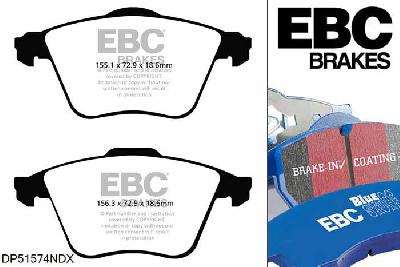 DP51574NDX, Volvo V40, 2.0 Turbo 214 PK 2013-, EBC Bluestuff remblokken set vooras, Voor modellen met ATE remklauwen aan de vooras, Voor modellen met een remschijf diameter 320mm