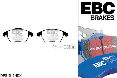 DP51517NDX, VW Beetle, 2.0 TDI 150 PK 2014-, EBC Bluestuff remblokken set vooras, Voor modellen met ATE remklauwen aan de vooras, Voor modellen met een remschijf diameter 312mm