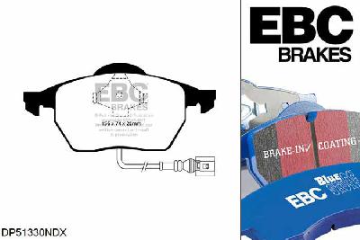 DP51330NDX, VW Golf Mk4, 2.3 170 PK 2000-2003, EBC Bluestuff remblokken set vooras, Voor modellen met ATE remklauwen aan de vooras, Voor modellen met een remschijf diameter 312mm
