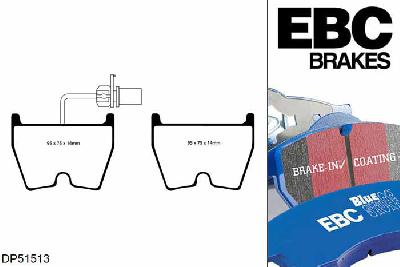 DP51513NDX, VW Phaeton, 6.0 W12 (8 Pad Set) 420 PK 2002-2005, EBC Bluestuff remblokken set vooras, Voor modellen met Brembo remklauwen aan de vooras, Voor modellen met een remschijf diameter 365mm