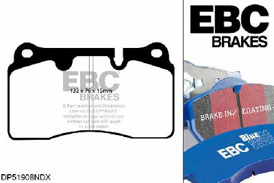 DP51908NDX, VW Touareg (2nd Gen), 3.0 Supercharged hybrid 333 PK 2010-, EBC Bluestuff remblokken set vooras, Voor modellen met Brembo remklauwen aan de vooras, Voor modellen met een remschijf diameter 330mm