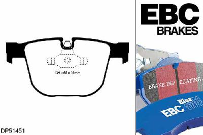 DP51451NDX, BMW 7 Series (E66), 740 (3.9 TD) 2002-2005, EBC Bluestuff remblokken set achteras, Voor modellen met ATE remklauwen aan de achteras, Voor modellen met remschijf diameter van 345mm aan de achteras