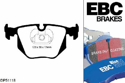 DP51118NDX, BMW X3, 3.0 Twin TD (35d) (E83) 2006-2010, EBC Bluestuff remblokken set achteras, Voor modellen met ATE remklauwen aan de achteras, Voor modellen met remschijf diameter van 320mm aan de achteras