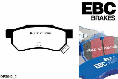 DP5642/2NDX, Honda Civic (5th Gen), 1.6 ESi (EG5) 1991-1996, EBC Bluestuff remblokken set achteras, Voor modellen met Akebono remklauwen aan de achteras, Voor modellen met remschijf diameter van 238mm aan de achteras