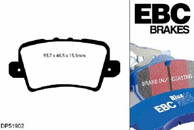DP51902NDX, Honda Civic (8th Gen), 2.0 Type-R (FN2) 201 PK 2007-2011, EBC Bluestuff remblokken set achteras, Voor modellen met TRW remklauwen aan de achteras, Voor modellen met remschijf diameter van 260mm aan de achteras
