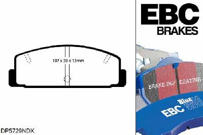 DP5729NDX, Mazda 6, 2.0 (GY) 140 PK 2002-2008, EBC Bluestuff remblokken set achteras, Voor modellen met Akebono remklauwen aan de achteras, Voor modellen met remschijf diameter van 280mm aan de achteras