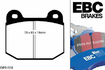 DP51538NDX, Mitsubishi Lancer Evo 9, 2.0 Turbo (FQ-360) 2005-2008, EBC Bluestuff remblokken set achteras, Voor modellen met Brembo remklauwen aan de achteras