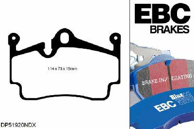 DP51920NDX, Porsche Cayman (Cast Iron Discs only), 3.4 R 2010-2012, EBC Bluestuff remblokken set achteras, Voor modellen met Brembo remklauwen aan de achteras, Voor modellen met remschijf diameter van 299mm aan de achteras