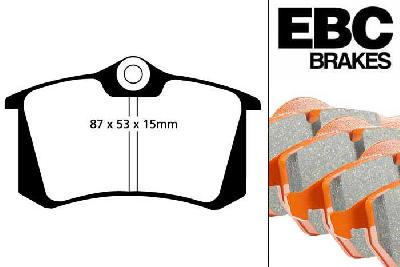 DP9680, VW Golf Mk3, 1.6 GT 1992-1995, EBC Orangestuff remblokken set achteras, Voor modellen met Girling/TRW remklauwen aan de achteras, Voor modellen met remschijf diameter van 226mm aan de achteras